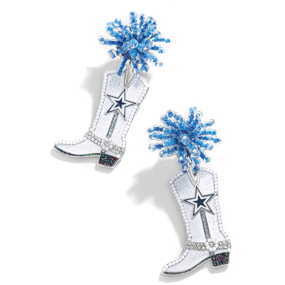 BaubleBar Dallas Cowboys Sparkly Boot Earrings NWOT